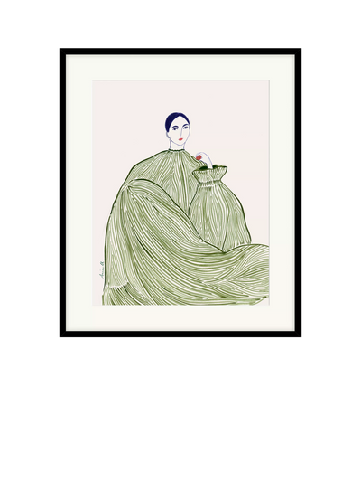 John Lewis Framed Print with Mount in Green, Depicting 'Green Dress' Figurative Art- Buy online at McGrocer