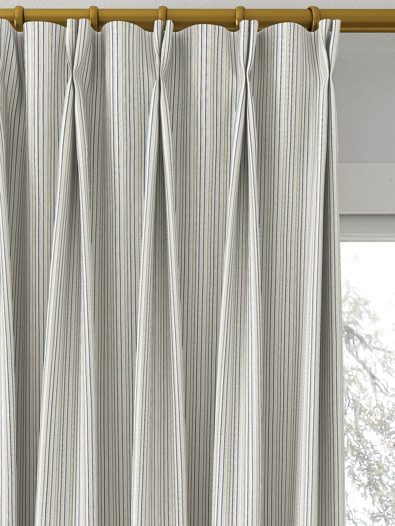 Clarke & Clarke Maryland denim stripe curtain fabric (British brand)