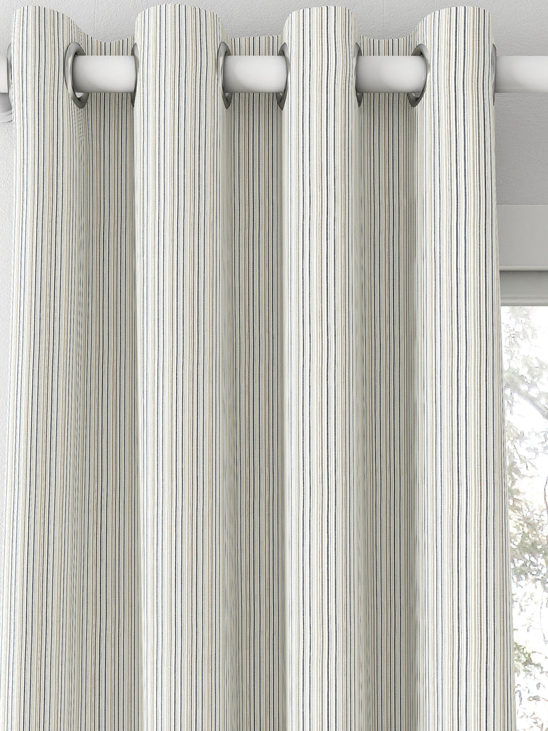 Clarke & Clarke Maryland denim stripe curtain fabric (British brand)
