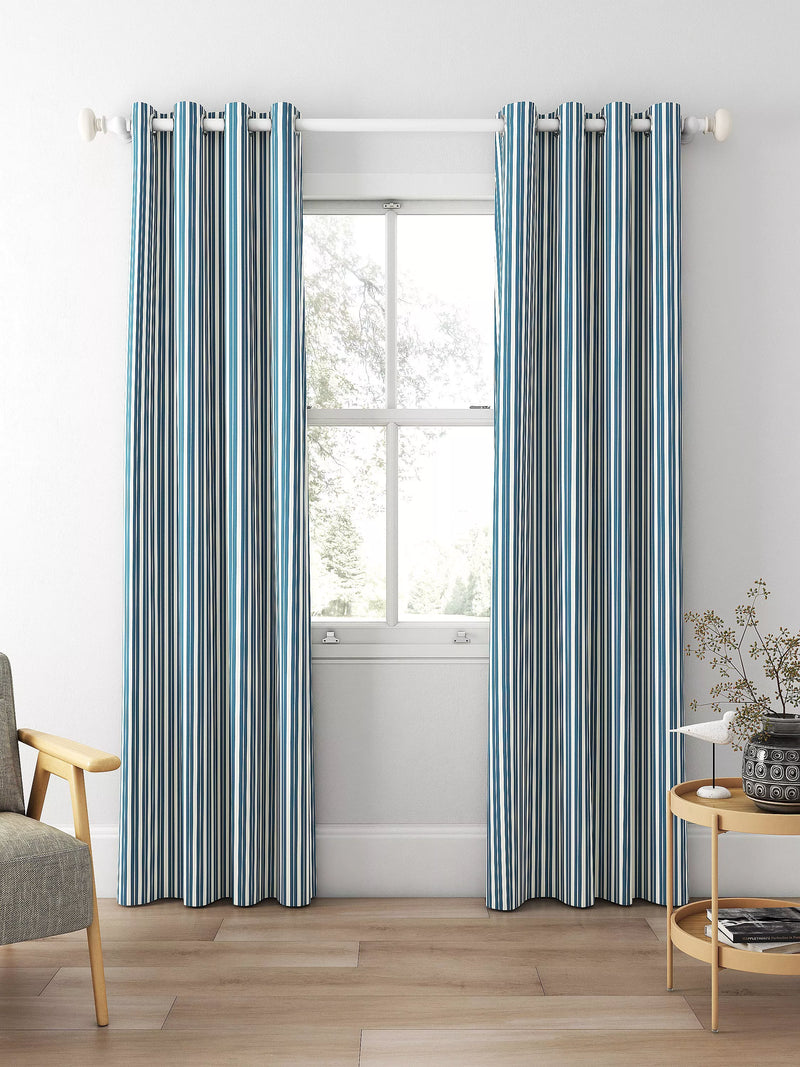 Clarke & Clarke Belgravia curtains denim/linen stripe, UK version