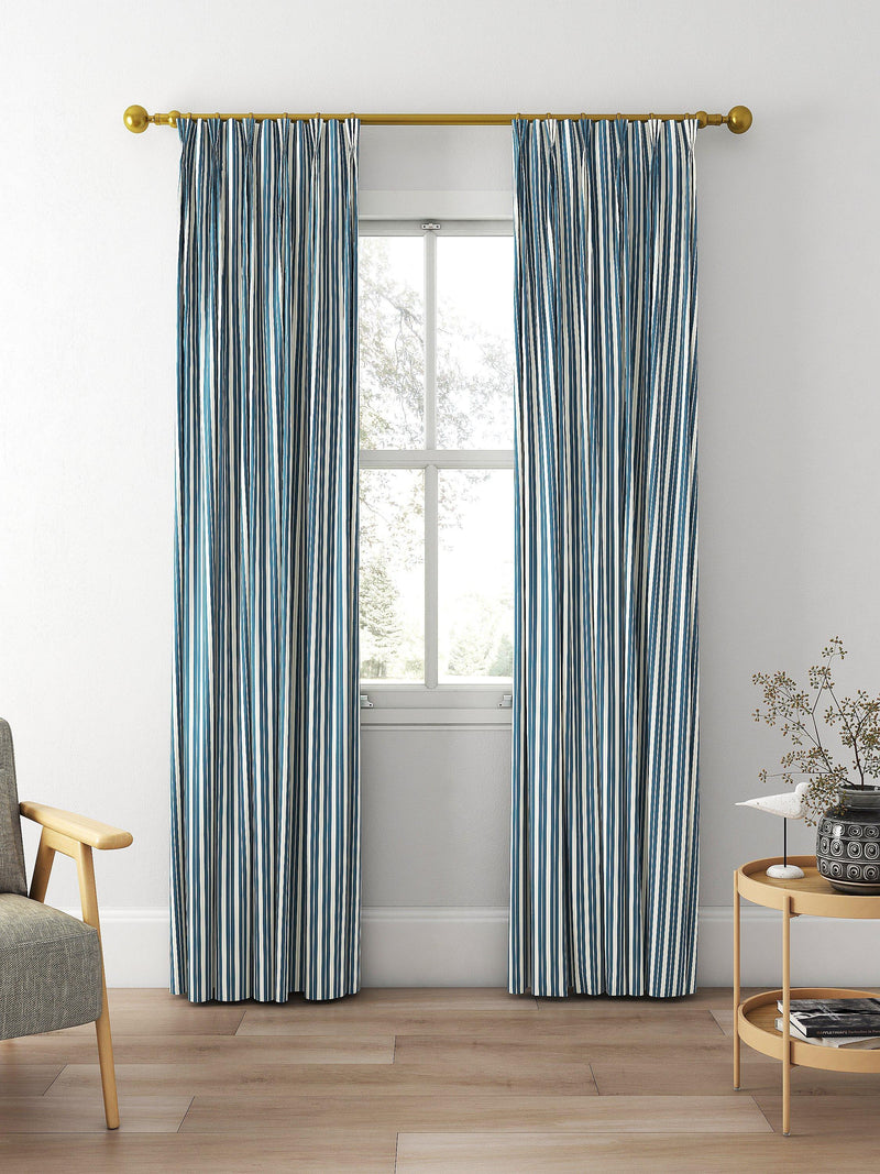 Clarke & Clarke Belgravia curtains denim/linen stripe, UK version