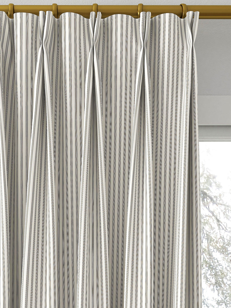 Clarke & Clarke Edison made to measure curtains charcoal natural stripe fabric, UK version
