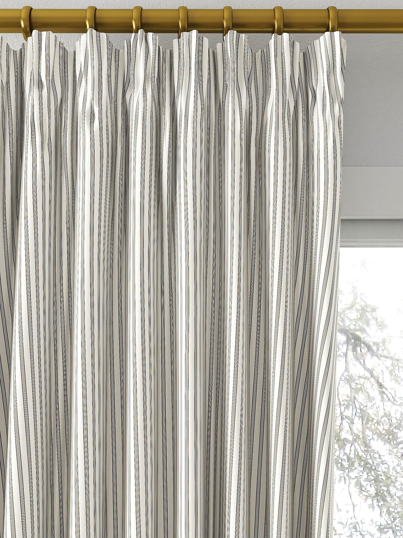 Clarke & Clarke Edison made to measure curtains charcoal natural stripe fabric, UK version