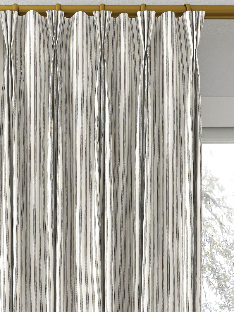 Clarke & Clarke Edison made to measure curtains charcoal natural stripe fabric, UK version