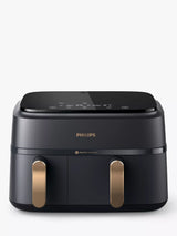 John Lewis Philips 3000 Series Rapid Air Technology Dual Basket Air Fryer 9L Charcoal Grey/Copper- Buy online at McGrocer
