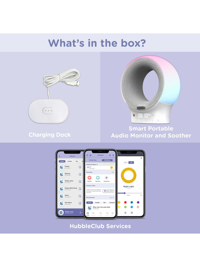 Hubble Eclipse Plus smart audio monitor and sleep trainer, imported from the UK