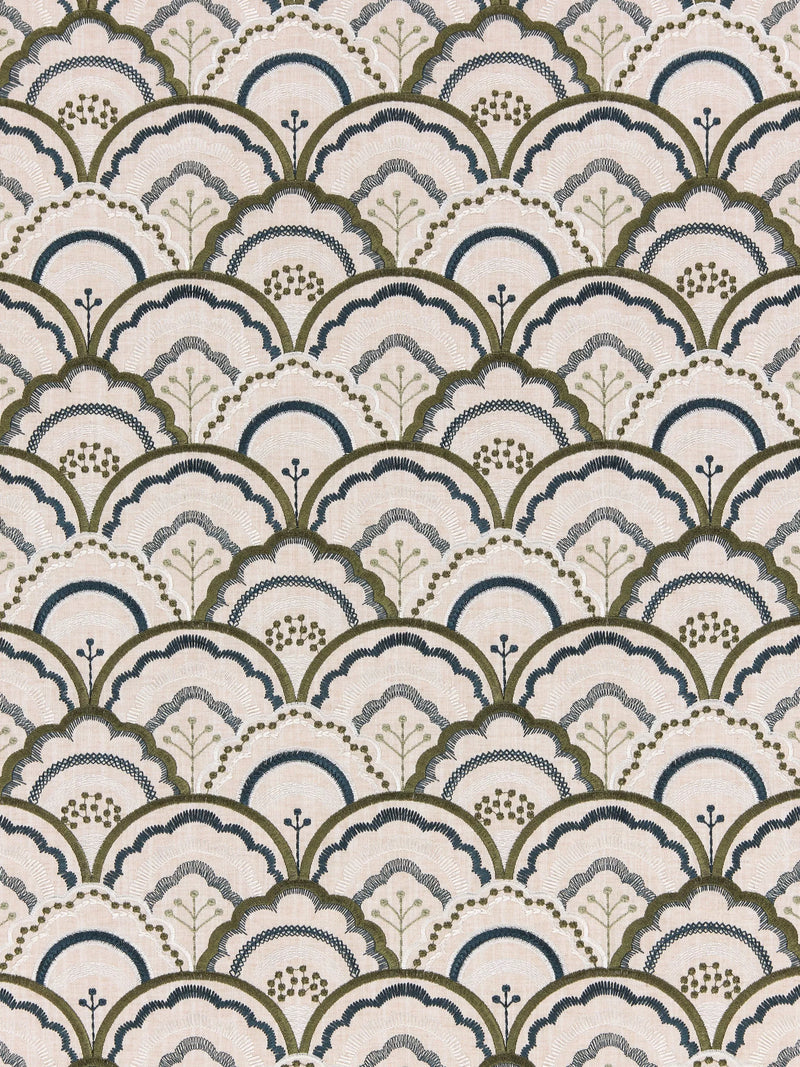 John Lewis Astra embroidery curtains dark olive made to measure - British product