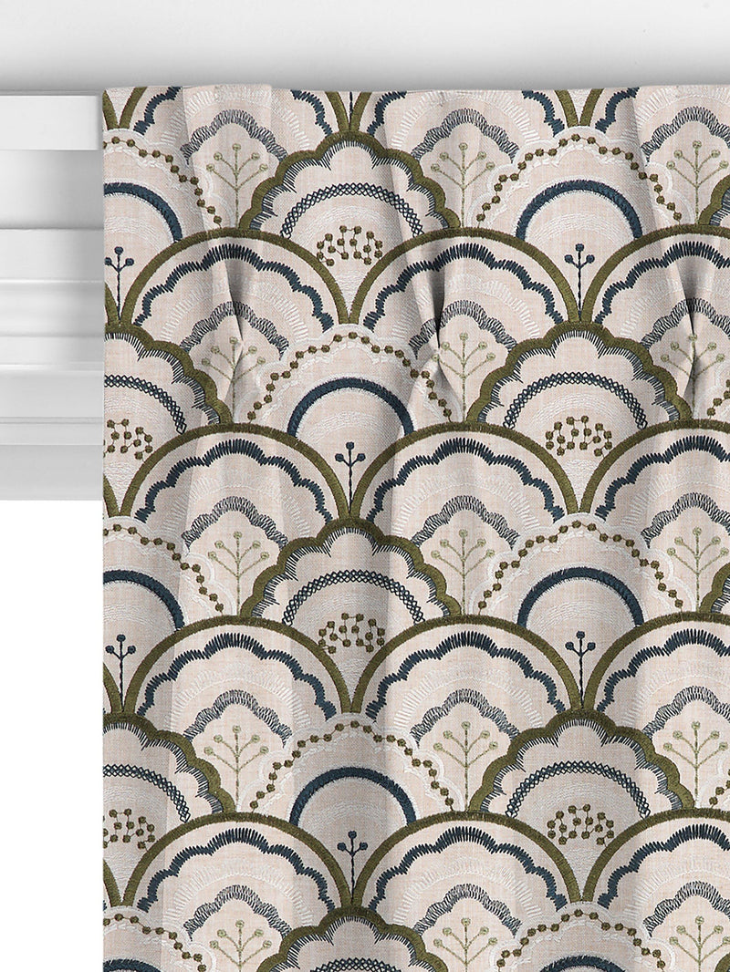 John Lewis Astra embroidery curtains dark olive made to measure - British product