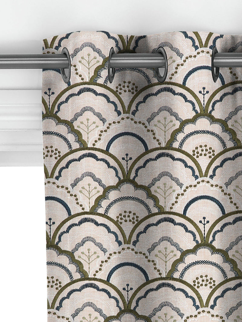 John Lewis Astra embroidery curtains dark olive made to measure - British product