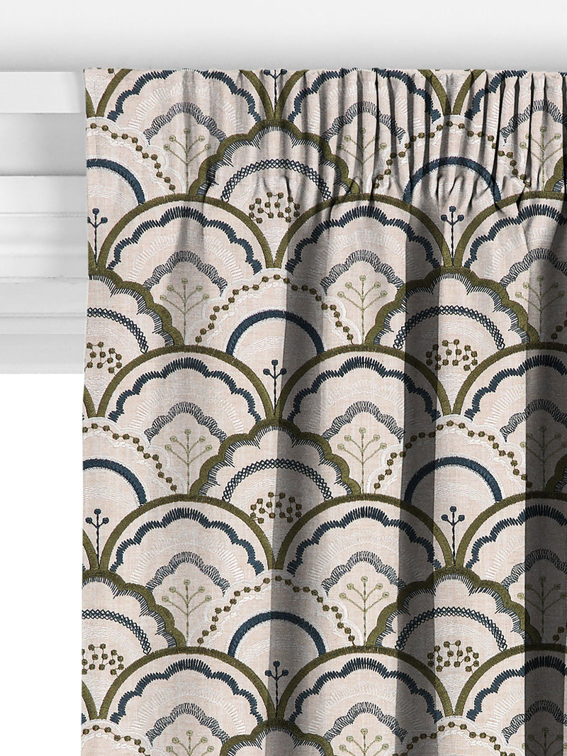 John Lewis Astra embroidery curtains dark olive made to measure - British product