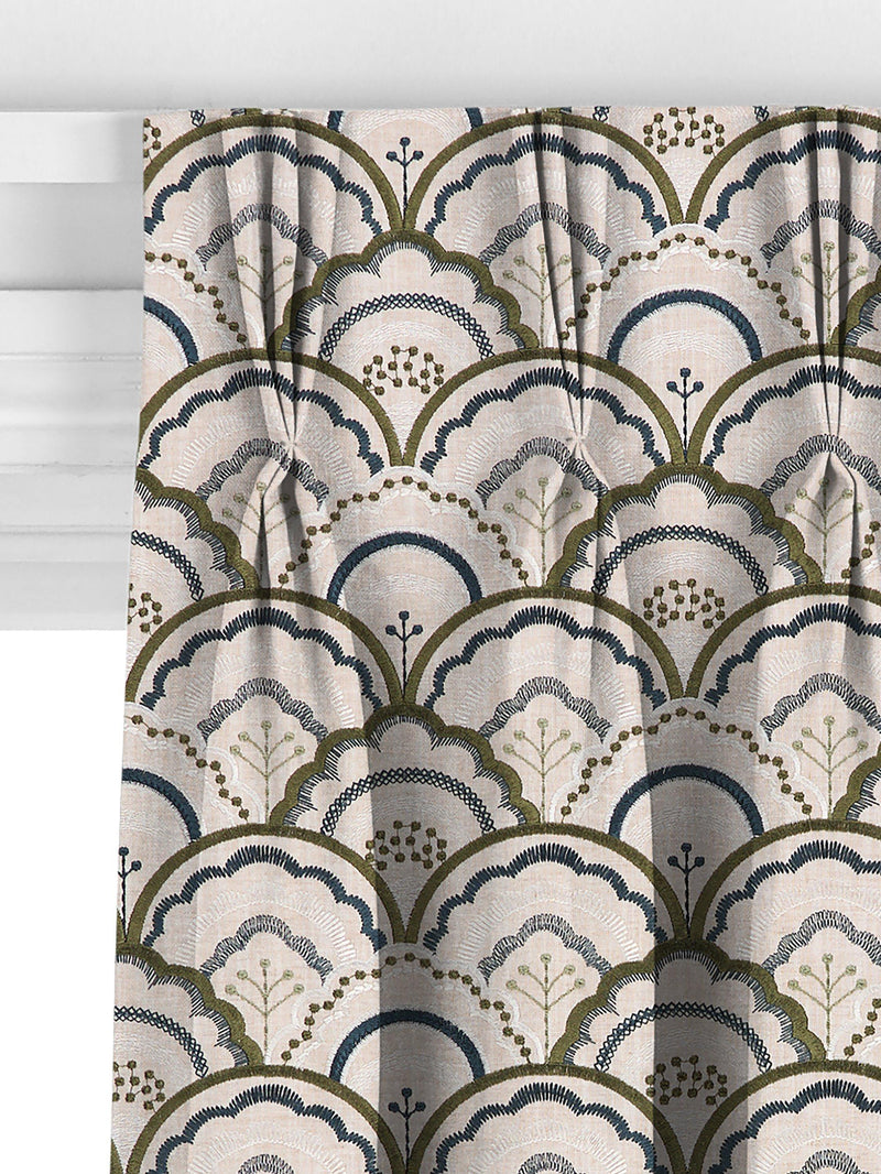 John Lewis Astra embroidery curtains dark olive made to measure - British product