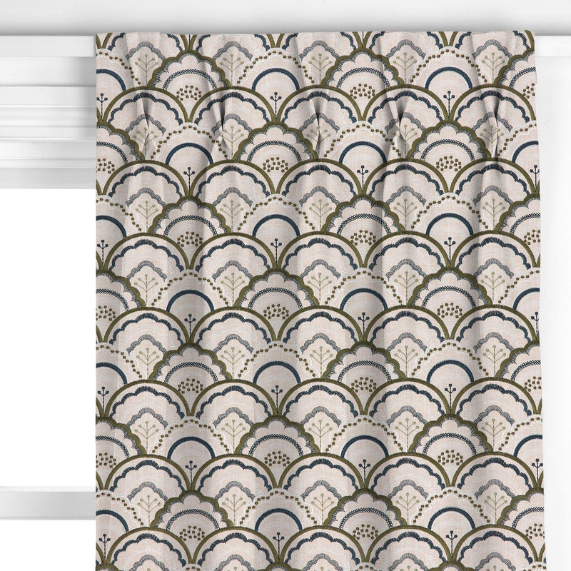 John Lewis Astra embroidery curtains dark olive made to measure - British product