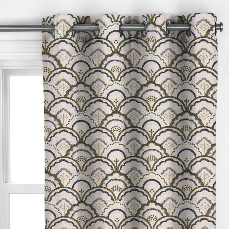 John Lewis Astra embroidery curtains dark olive made to measure - British product