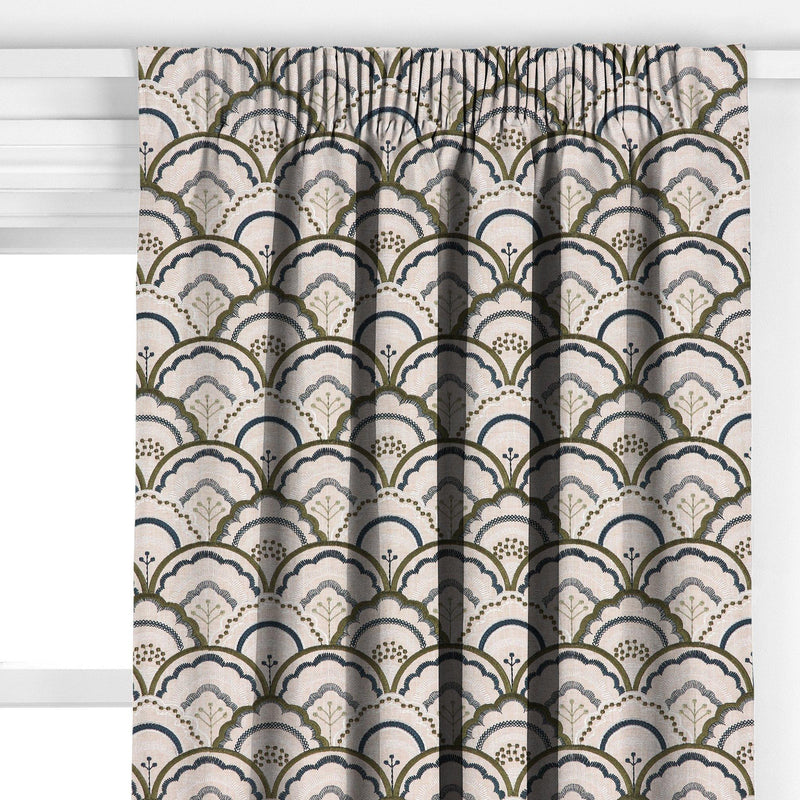 John Lewis Astra embroidery curtains dark olive made to measure - British product