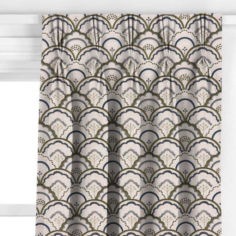 John Lewis Astra embroidery curtains dark olive made to measure - British product