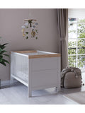 Little Acorns convertible cotbed in white and oak finish, UK version