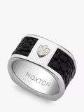 Hoxton London men's sterling silver ring with leather inlay (British brand)