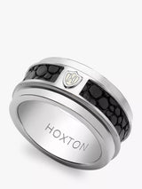 John Lewis Hoxton London Men's Sterling Silver Black Printed Leather Spinning Ring- Buy online at McGrocer