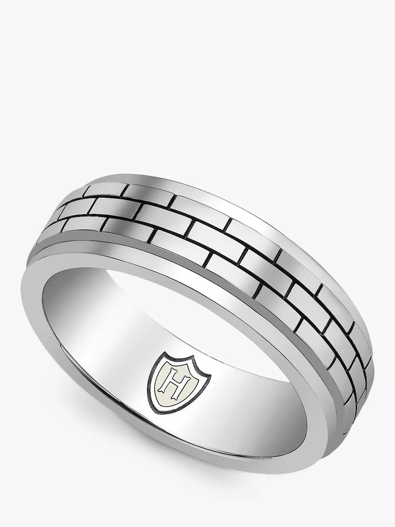 Hoxton London brick textured spinning ring silver - British product