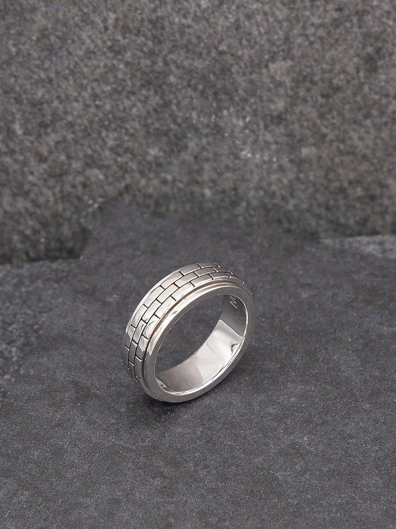 Hoxton London brick textured spinning ring silver - British product