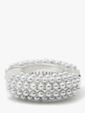 AllSaints faux pearl hoop earrings warm silver, UK version