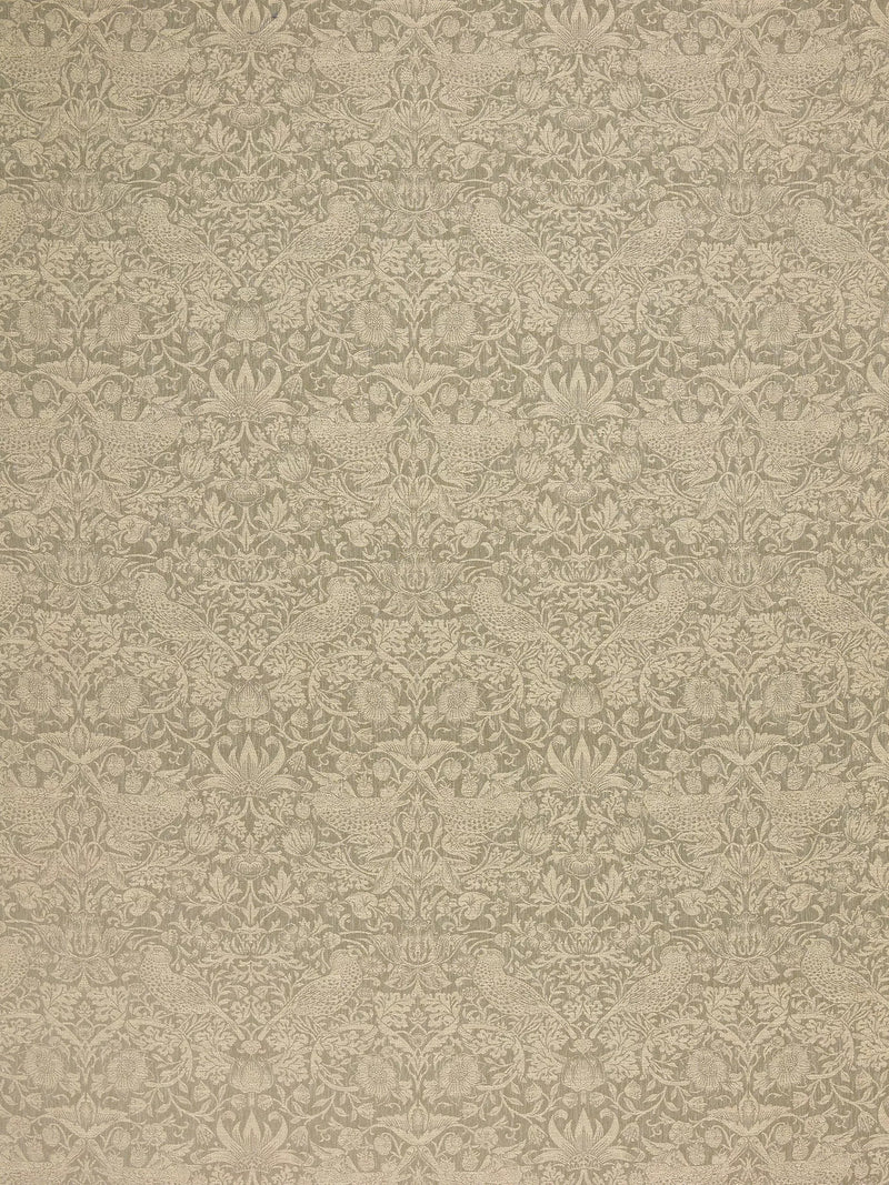 William Morris Strawberry Thief woven upholstery fabric with thrush motif (British brand)