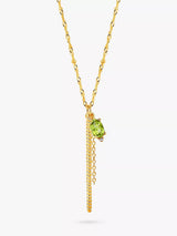 John Lewis DPT Antwerp Peridot & Diamond Chain Drop Pendant Necklace, Gold/Green- Buy online at McGrocer