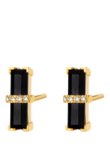 John Lewis DPT Antwerp Dark Secret Onyx & Diamond Stud Earrings, Gold/Black- Buy online at McGrocer