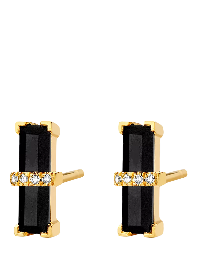 DPT Antwerp onyx diamond stud earrings 0.03ct, imported from the UK