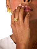 DPT Antwerp diamond jasmine flower ring 18ct gold plated, imported from the UK