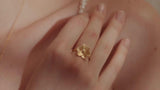 DPT Antwerp diamond jasmine flower ring 18ct gold plated, imported from the UK