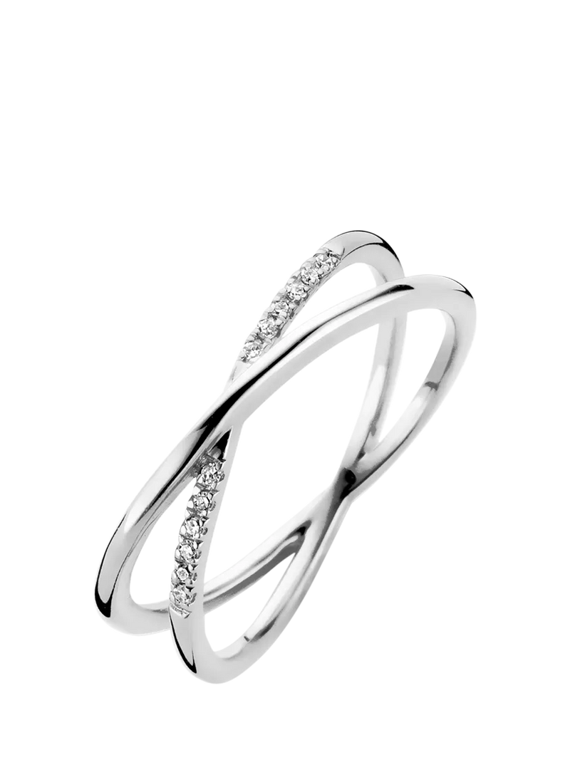 DPT Antwerp Diamond Crossover Ring Silver