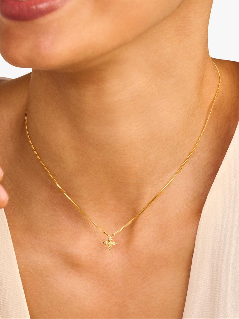 DPT Antwerp floral diamond pendant necklace in silver, UK version