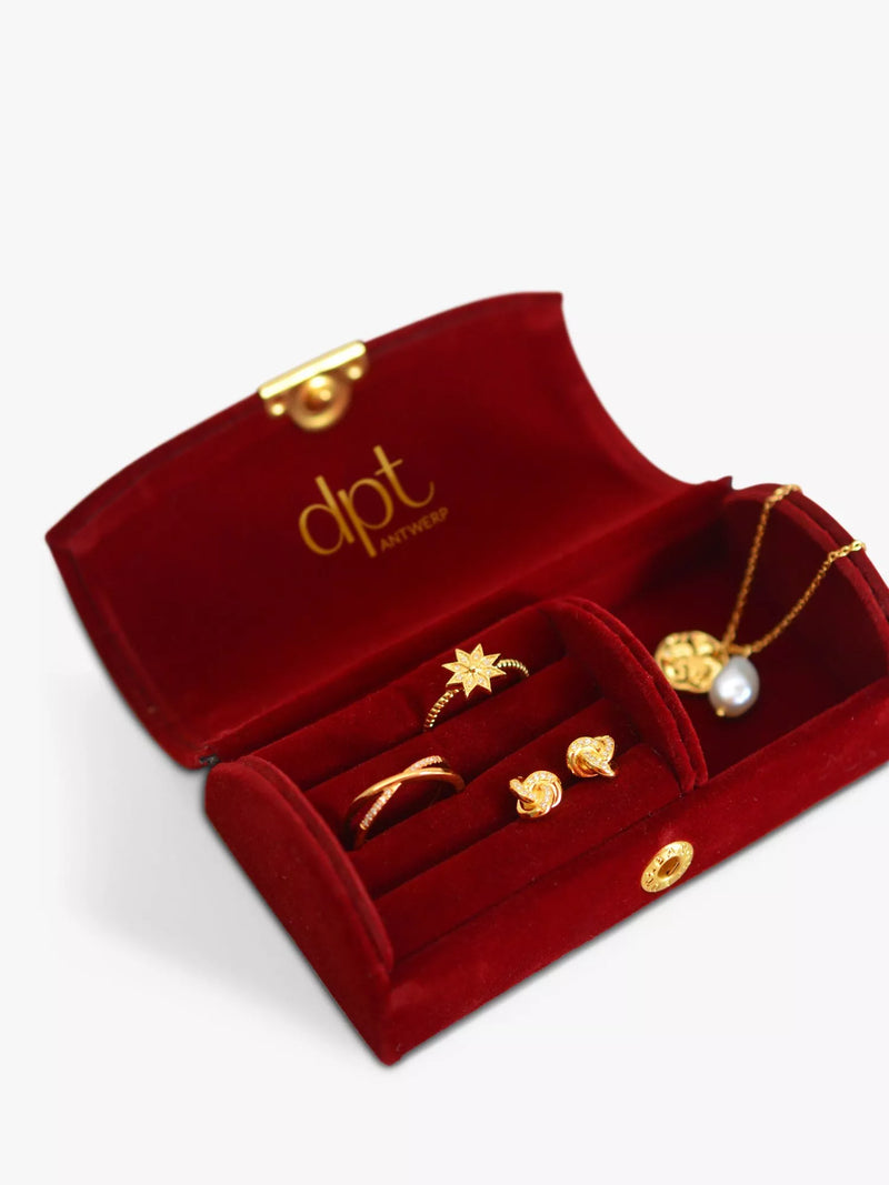 DPT Antwerp travel jewellery box in red, imported from the UK