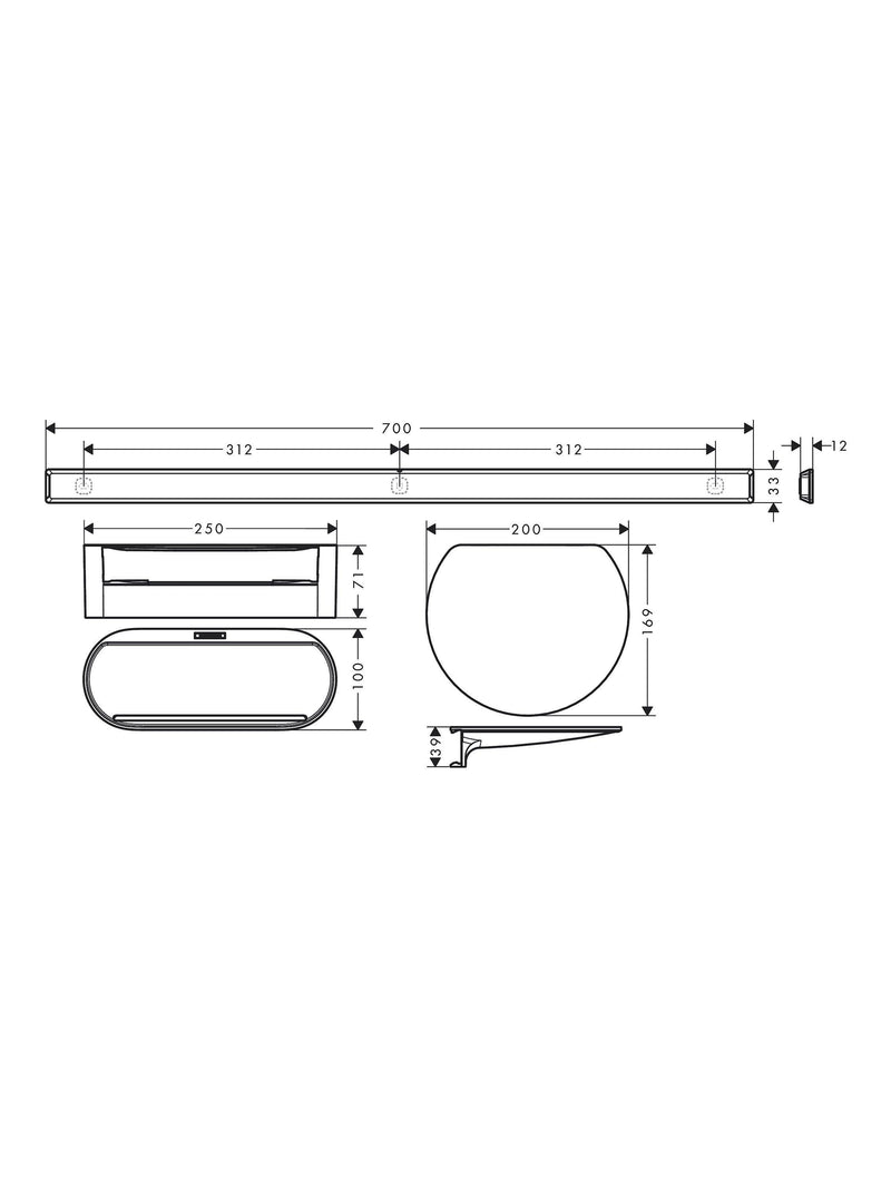 hansgrohe WallStoris bath tub storage bundle, UK version