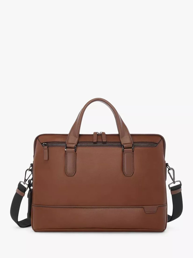TUMI Sycamore leather briefcase cognac slim, imported from the UK
