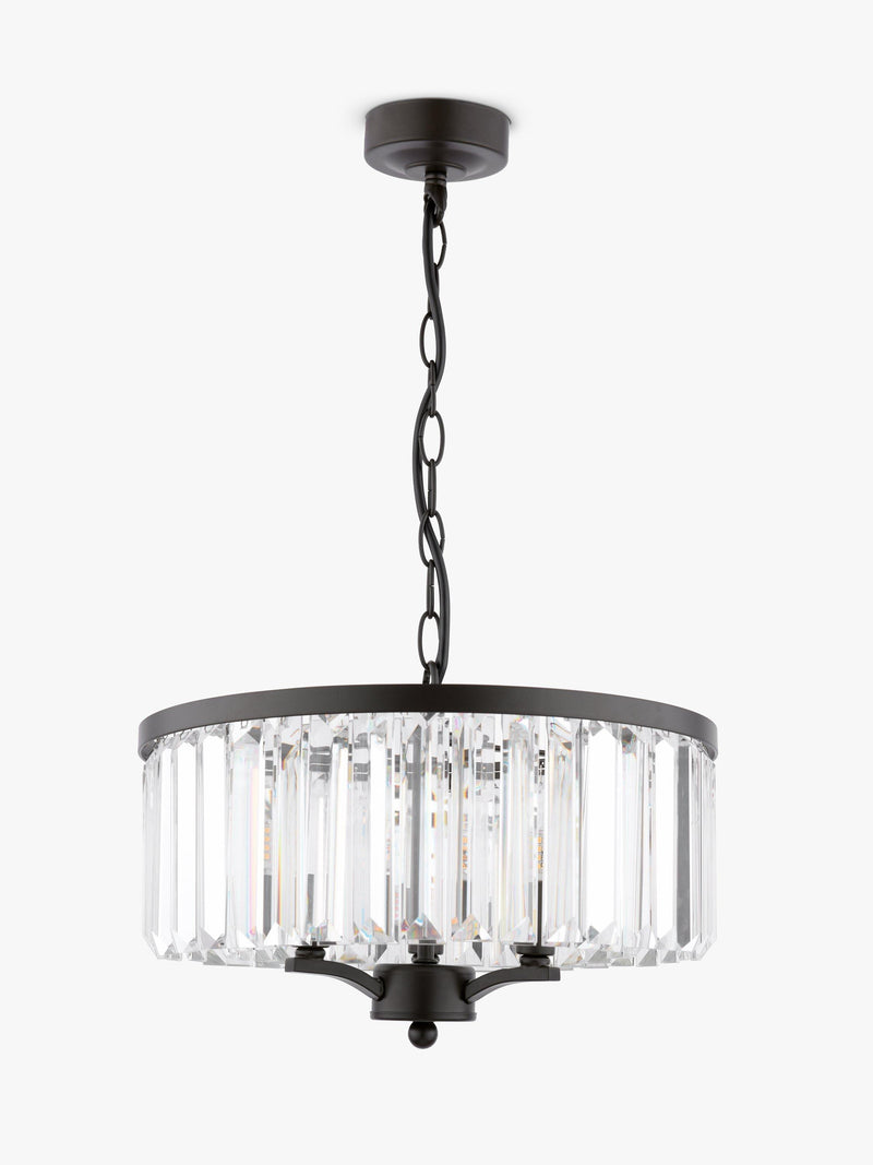 Laura Ashley soft black three-arm chandelier (British brand)
