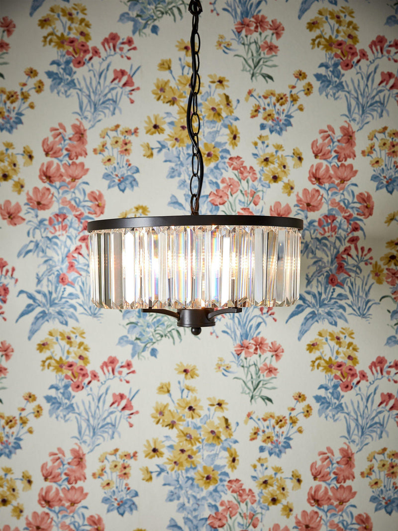 Laura Ashley soft black three-arm chandelier (British brand)