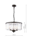 Laura Ashley soft black three-arm chandelier (British brand)