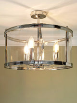 John Lewis Laura Ashley Harrington 3 Bulb Semi Flush Ceiling Pendant Light, Polished Nickel- Buy online at McGrocer