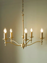 John Lewis Laura Ashley Ludchurch Chandelier Ceiling Light, 5 Arms, Matt Antique Brass- Buy online at McGrocer