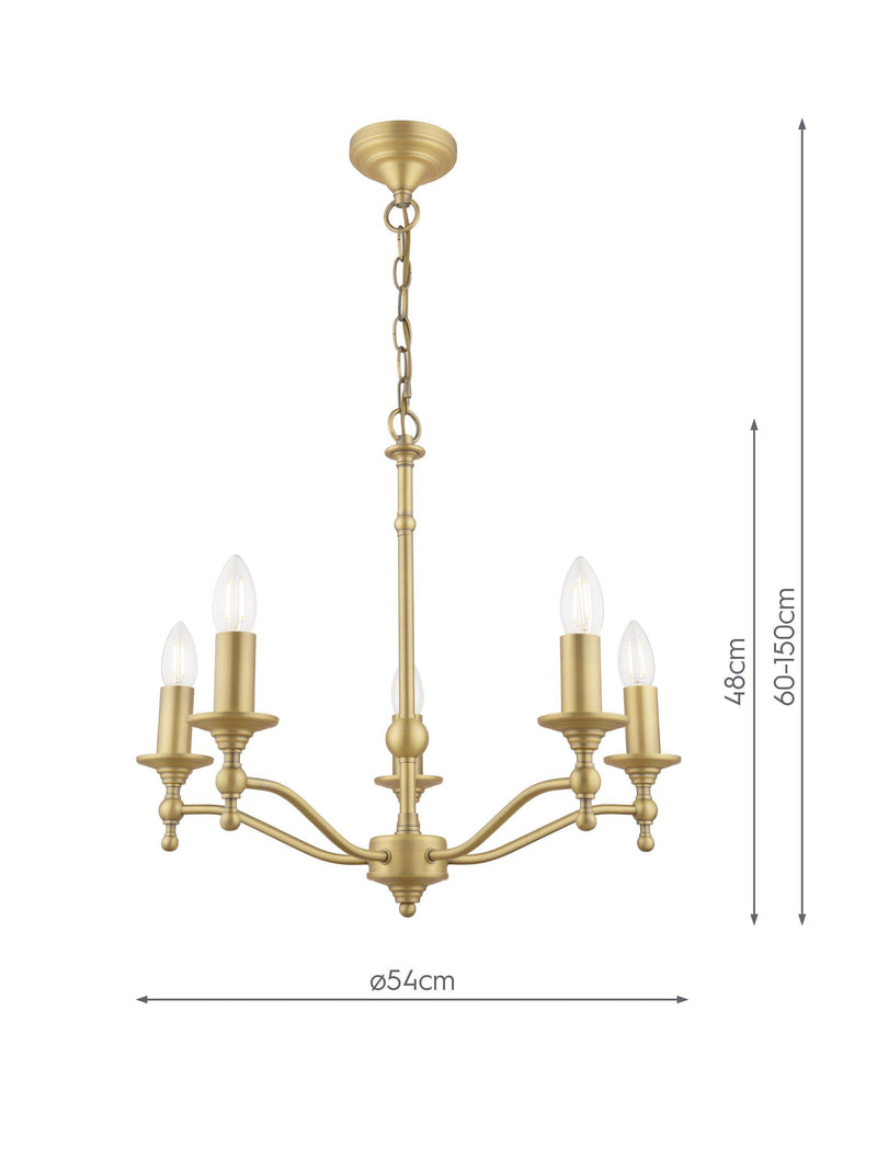 Laura Ashley 5-arm chandelier matt antique brass - UK version