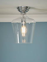 John Lewis Laura Ashley Ockley Glass Semi Flush Ceiling Light, Polished Chrome- Buy online at McGrocer
