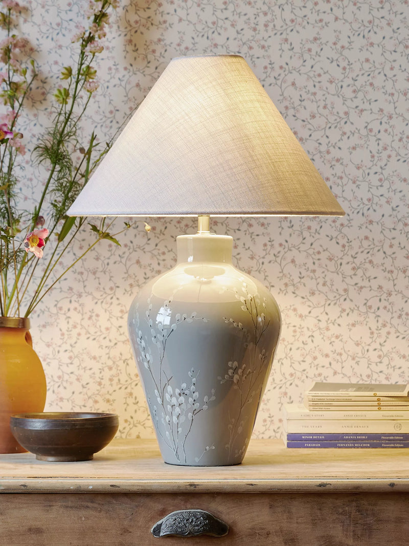 Laura Ashley Pussy Willow ceramic table lamp grey medium - British product