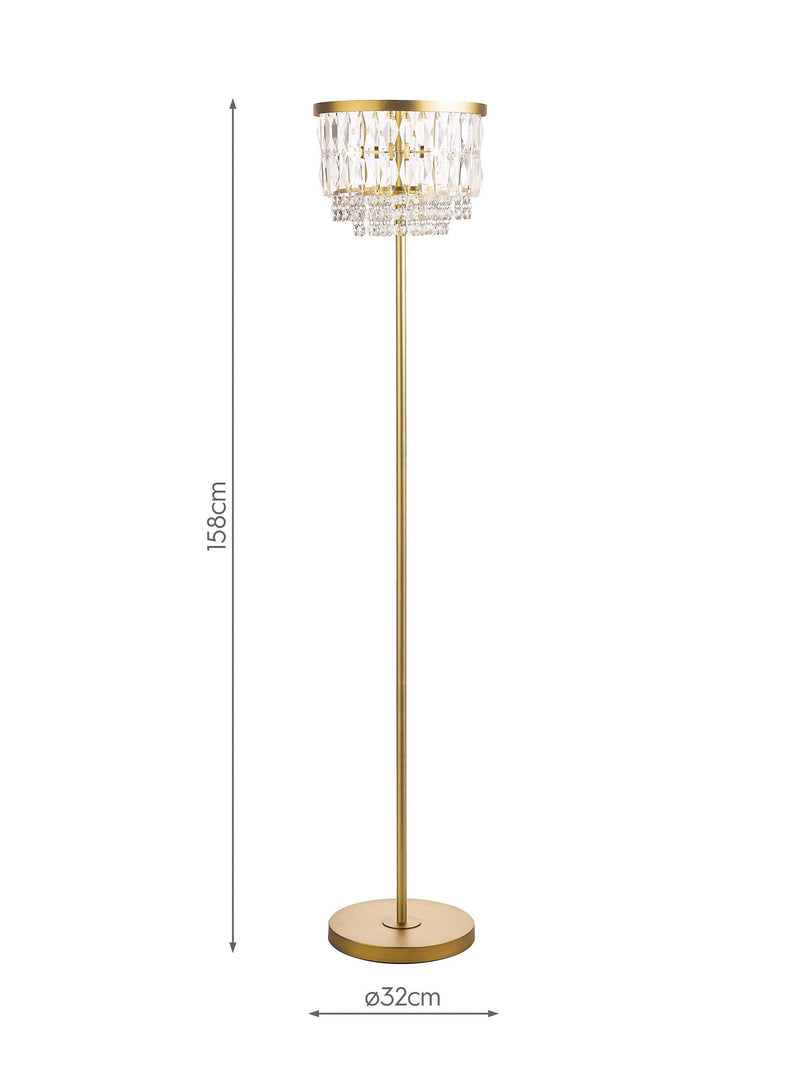 Laura Ashley Rhosill floor lamp matt antique brass 158cm, imported from the UK