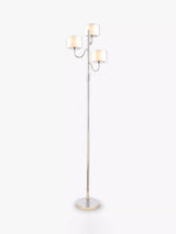 John Lewis Laura Ashley Southwell Floor Lamp, 3 Arms, Satin Nickel, Large- Buy online at McGrocer