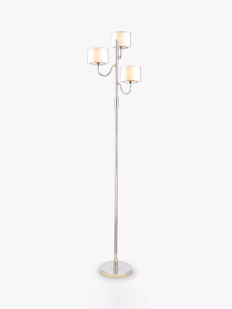 Laura Ashley Southwell three-arm floor lamp in satin nickel - British product