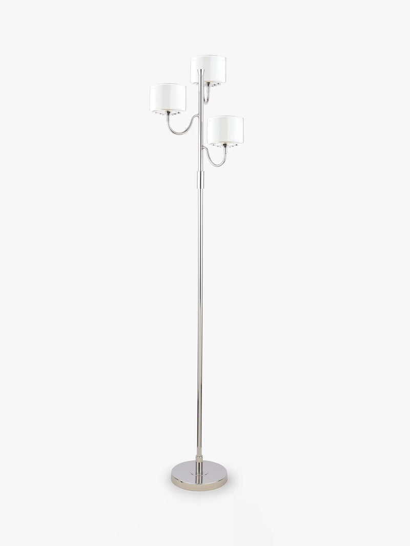 Laura Ashley Southwell three-arm floor lamp in satin nickel - British product