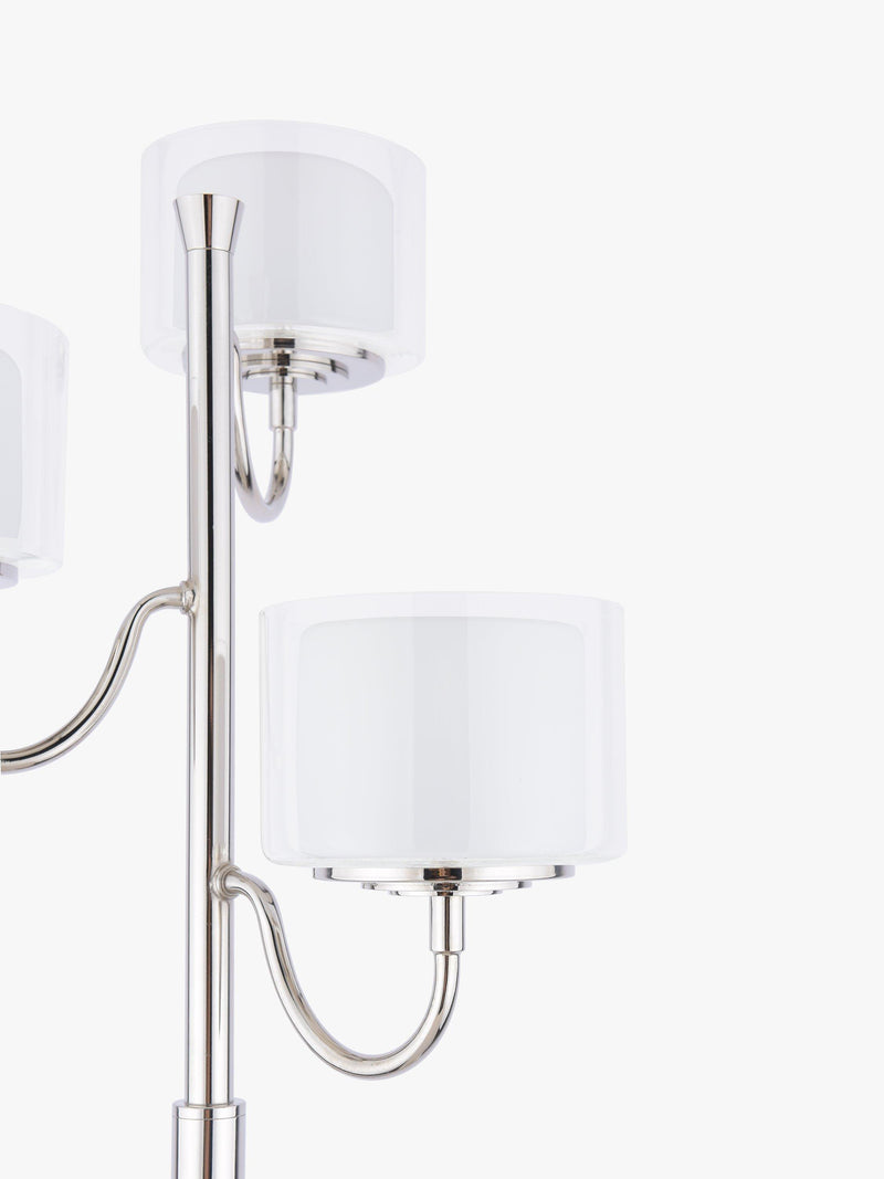 Laura Ashley Southwell three-arm floor lamp in satin nickel - British product