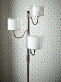 Laura Ashley Southwell three-arm floor lamp in satin nickel - British product